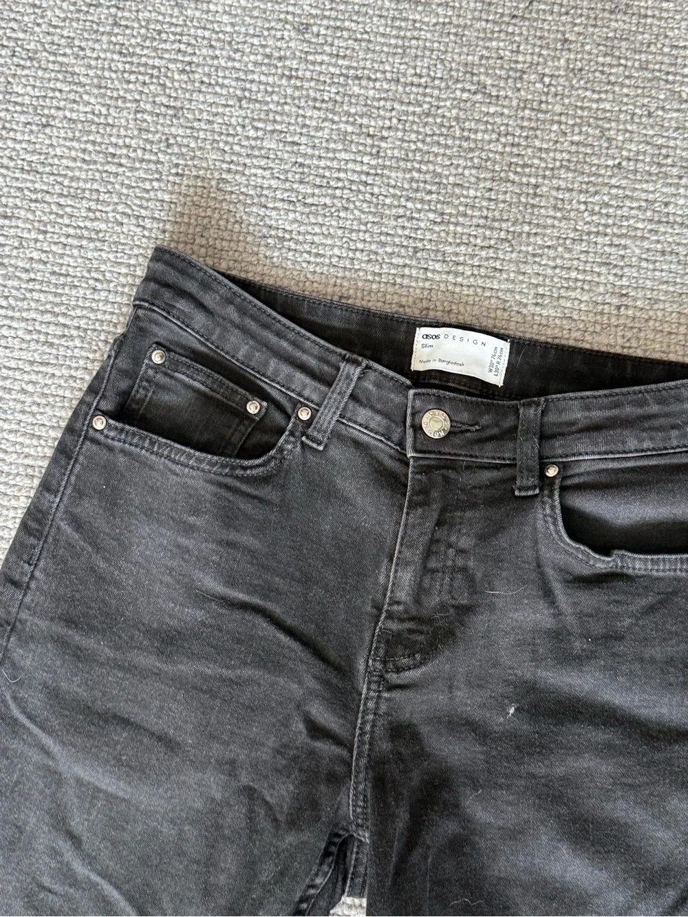 ASOS Design Men's Jeans Slim W30 L30 Black Slacks Straight Leg